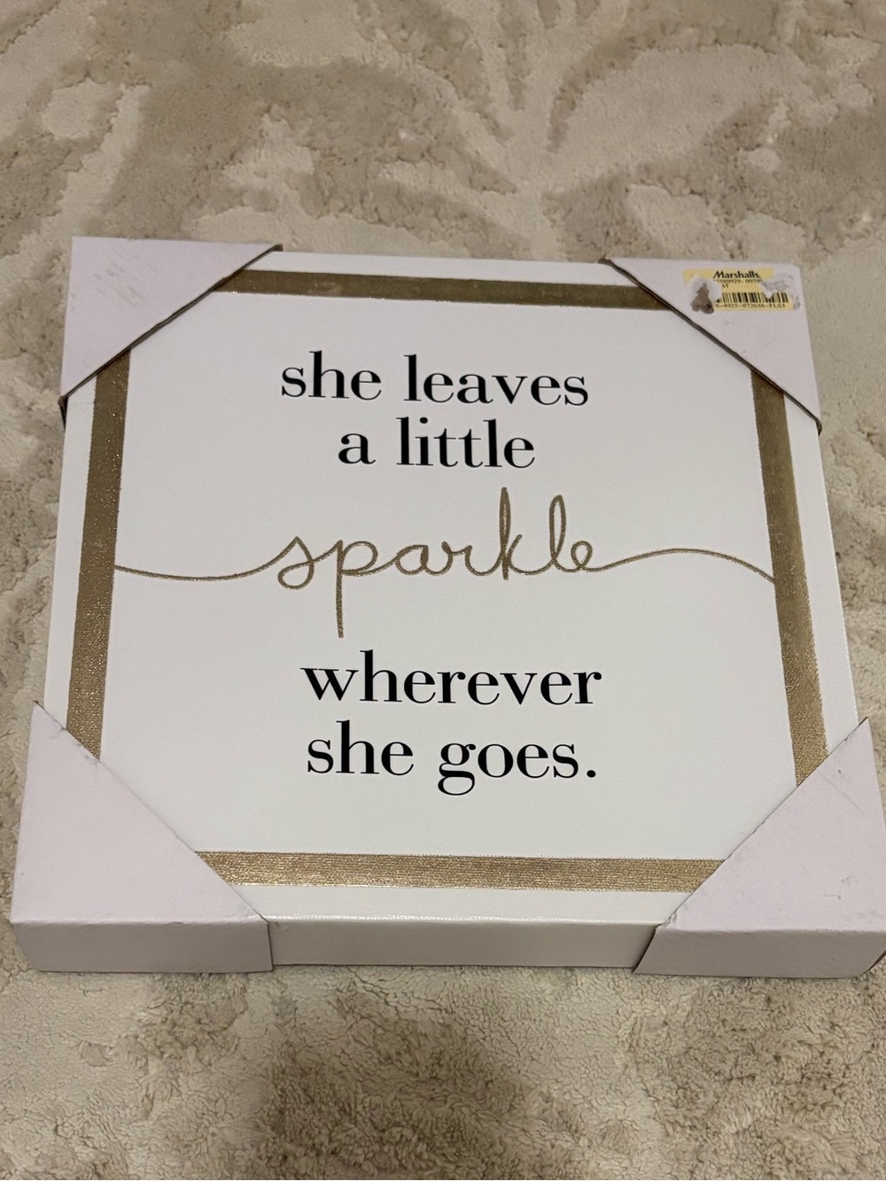 She Leaves a Little Sparkle Wherever She Goes Wall Art - White & Gold